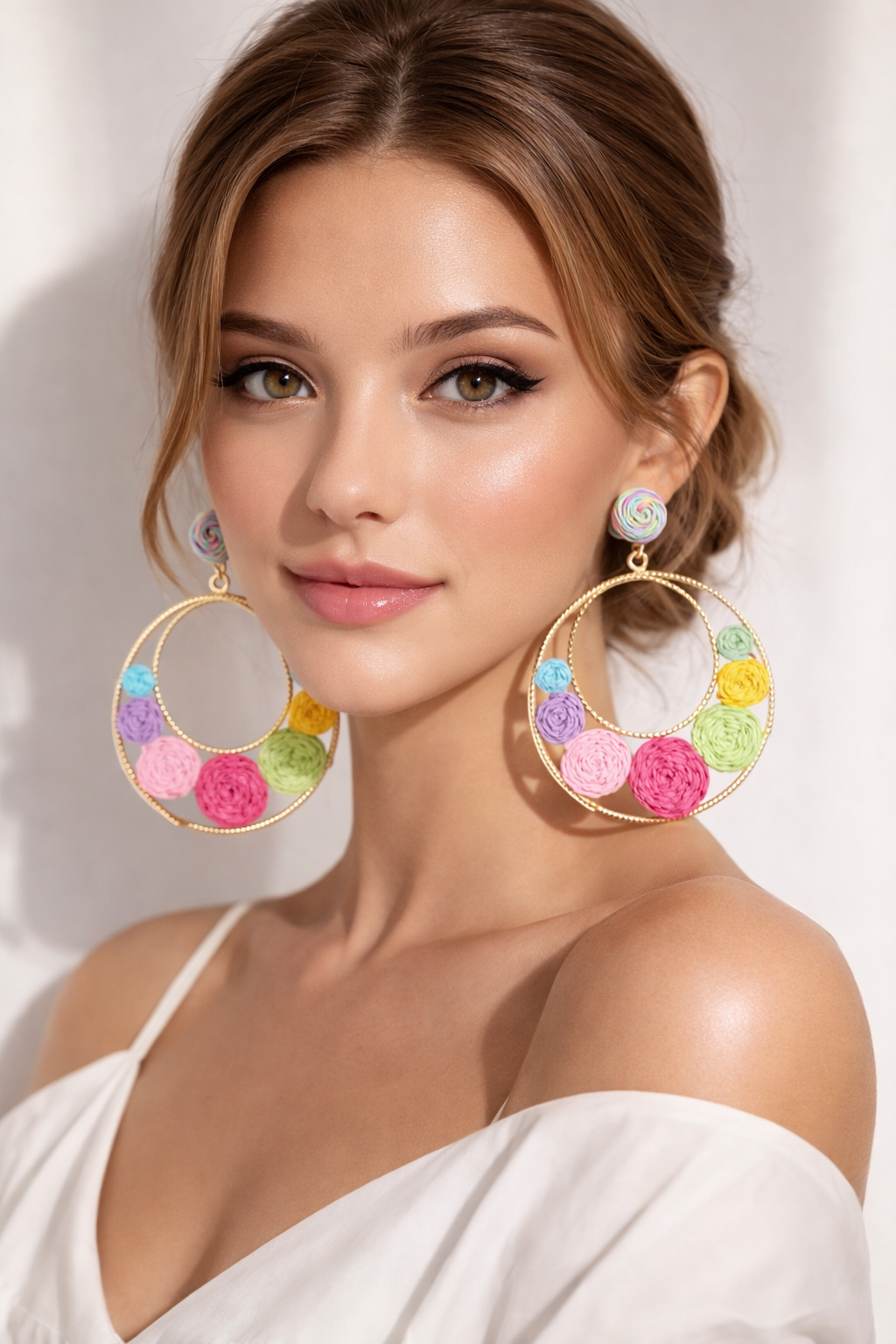 Pastel Bloom Hoop Ladies Earrings