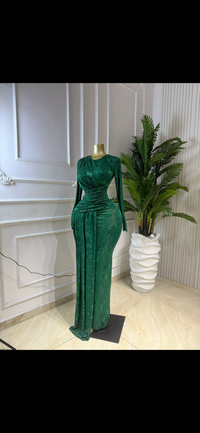 Thumbnail for Emerald Green Ruched Straight Gown