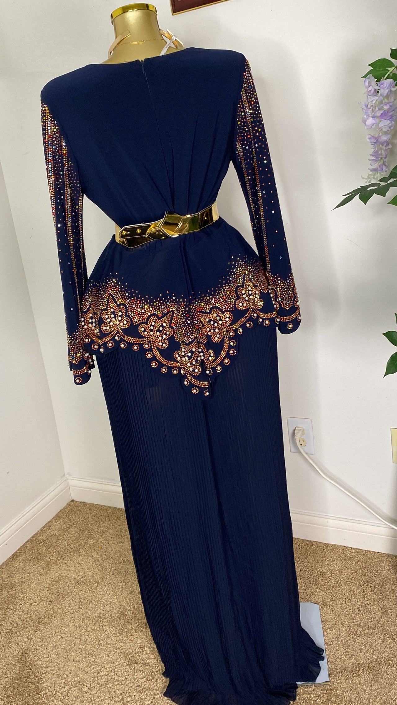 V-Neck Chiffon Lycra Stone Dress