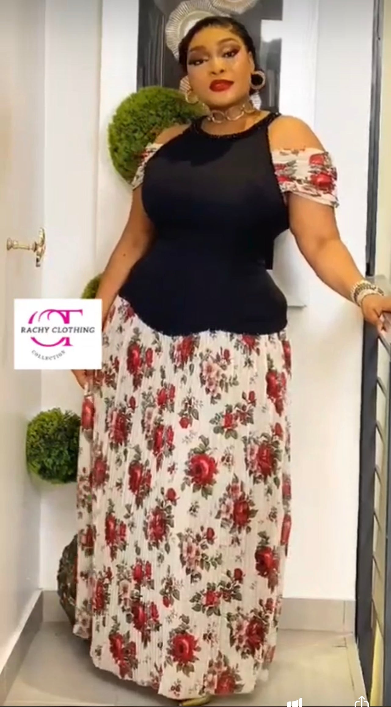 Floral Cold-Shoulder Maxi Dress