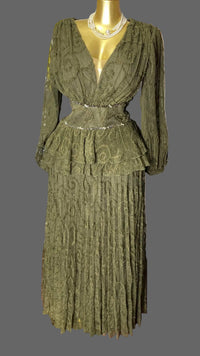 Thumbnail for Olive Luxe Pleated Maxi Dress