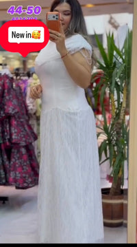 Thumbnail for White Lace & Pearl Maxi Dress