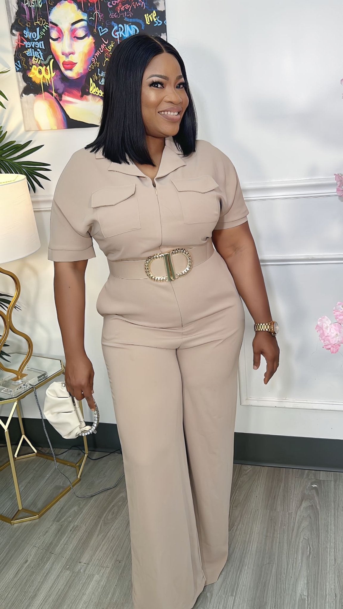 Belted Jumpsuit - OTRachy collection LLC