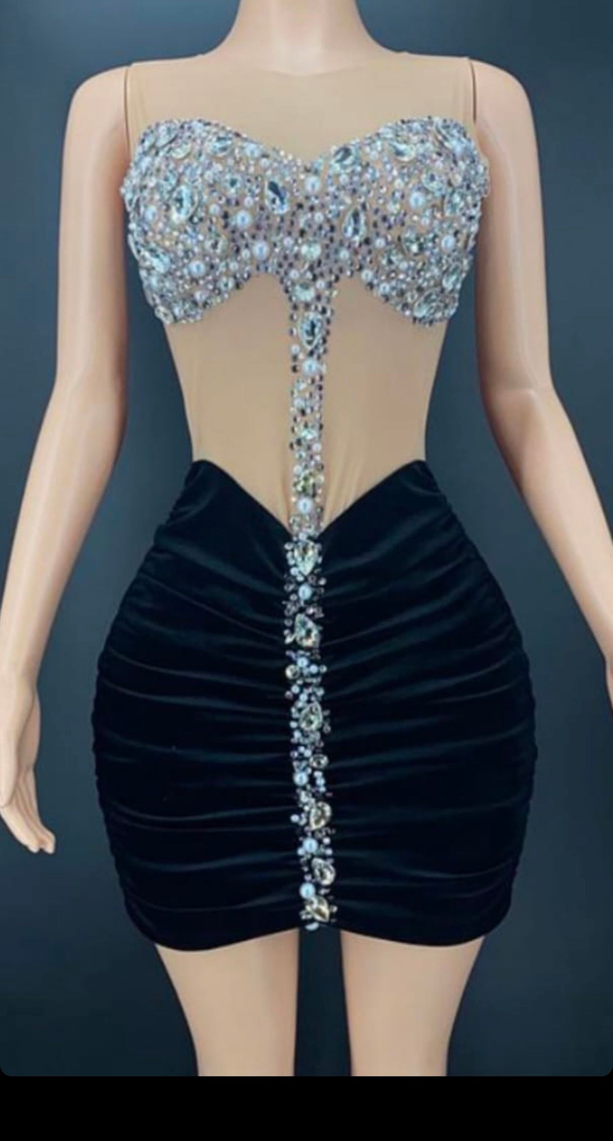 Velvet Rhinestone Luxury Dress