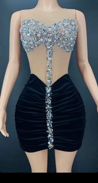 Thumbnail for Velvet Rhinestone Luxury Dress