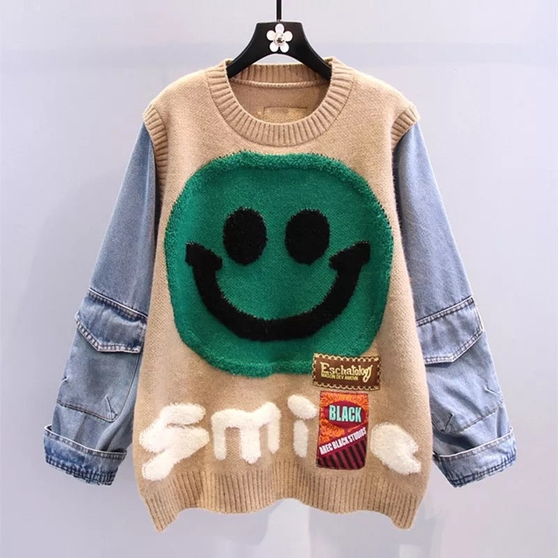 Smile round neck sweater